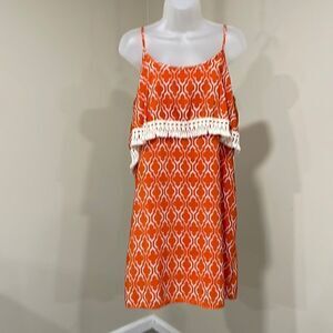 NWOT Fab’rik Orange fringe dress. Size L large 12/14